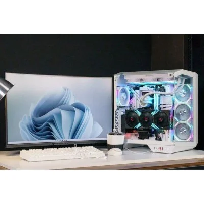 Darkflash dy470 atx mid tower gaming case - 4 argb fans included - White